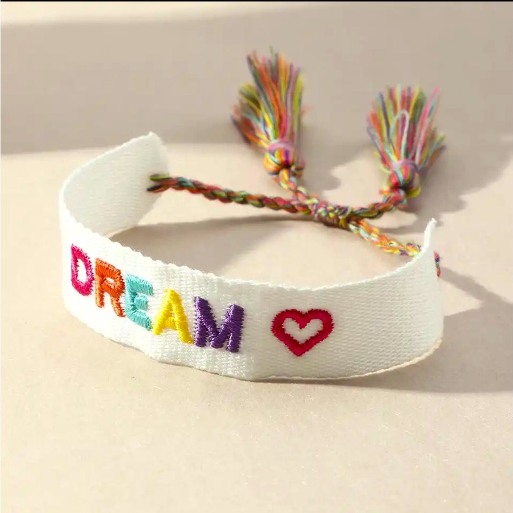 Bohemian National Style Hand Letter Embroidery Tassel Woven Bracelet